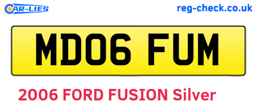 MD06FUM are the vehicle registration plates.