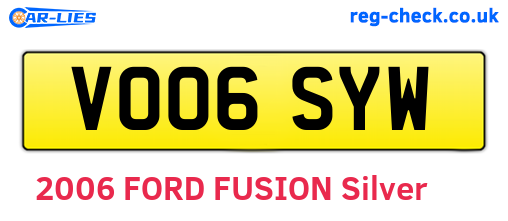 VO06SYW are the vehicle registration plates.