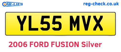 YL55MVX are the vehicle registration plates.