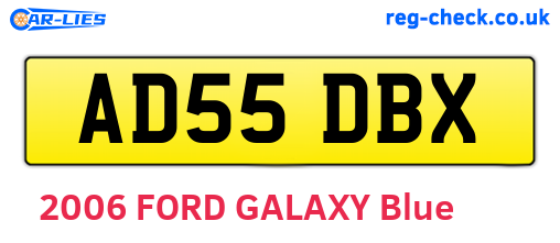 AD55DBX are the vehicle registration plates.