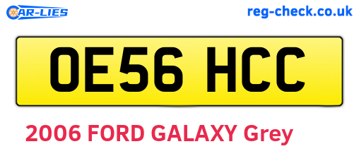 OE56HCC are the vehicle registration plates.