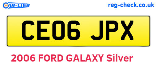 CE06JPX are the vehicle registration plates.