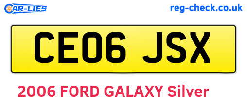 CE06JSX are the vehicle registration plates.