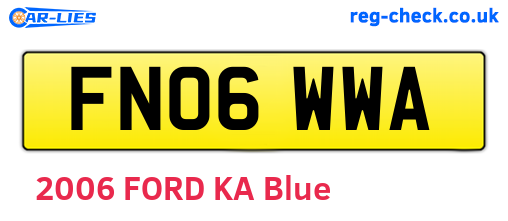 FN06WWA are the vehicle registration plates.