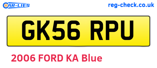 GK56RPU are the vehicle registration plates.