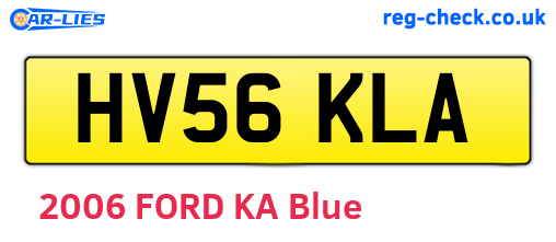 HV56KLA are the vehicle registration plates.