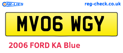 MV06WGY are the vehicle registration plates.