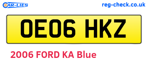 OE06HKZ are the vehicle registration plates.