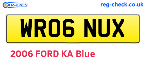 WR06NUX are the vehicle registration plates.