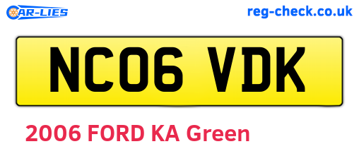 NC06VDK are the vehicle registration plates.