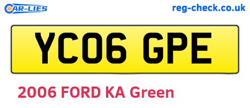 YC06GPE are the vehicle registration plates.