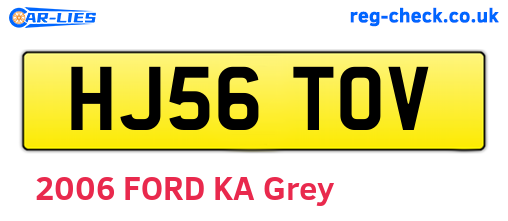 HJ56TOV are the vehicle registration plates.
