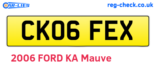 CK06FEX are the vehicle registration plates.
