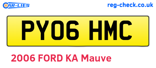 PY06HMC are the vehicle registration plates.