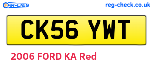 CK56YWT are the vehicle registration plates.