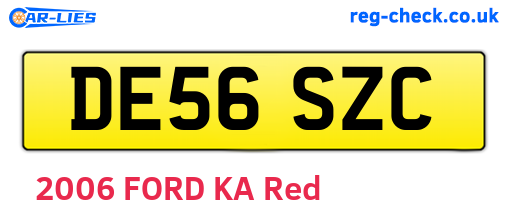 DE56SZC are the vehicle registration plates.