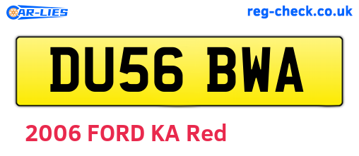 DU56BWA are the vehicle registration plates.