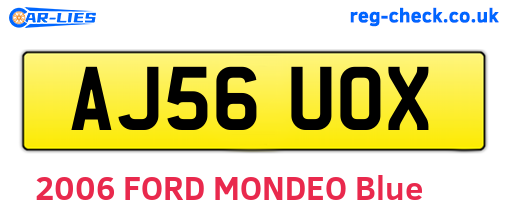 AJ56UOX are the vehicle registration plates.