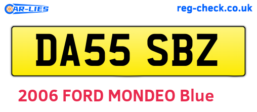 DA55SBZ are the vehicle registration plates.