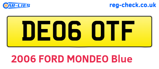 DE06OTF are the vehicle registration plates.