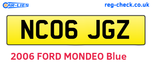NC06JGZ are the vehicle registration plates.
