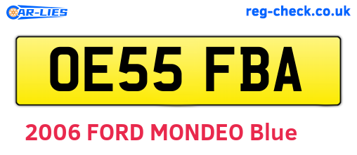 OE55FBA are the vehicle registration plates.