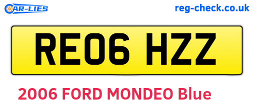 RE06HZZ are the vehicle registration plates.