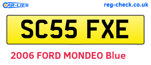 SC55FXE are the vehicle registration plates.