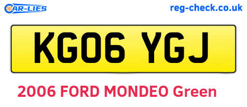KG06YGJ are the vehicle registration plates.
