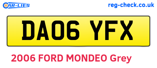 DA06YFX are the vehicle registration plates.