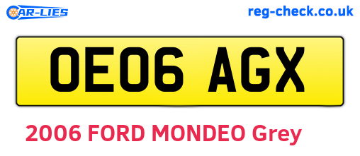 OE06AGX are the vehicle registration plates.