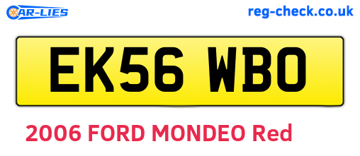 EK56WBO are the vehicle registration plates.