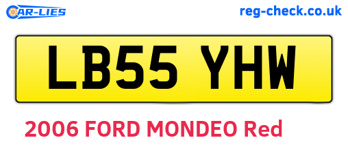 LB55YHW are the vehicle registration plates.