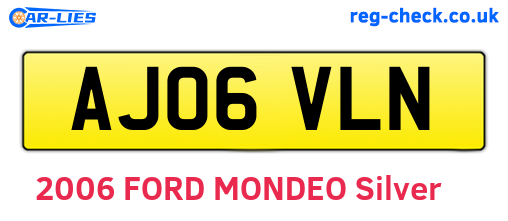 AJ06VLN are the vehicle registration plates.