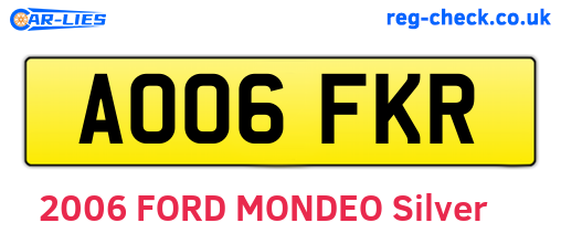 AO06FKR are the vehicle registration plates.