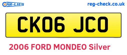 CK06JCO are the vehicle registration plates.