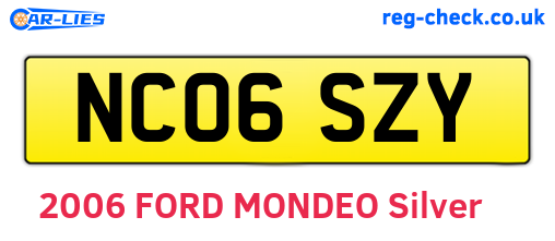 NC06SZY are the vehicle registration plates.