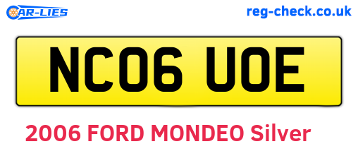 NC06UOE are the vehicle registration plates.