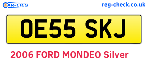 OE55SKJ are the vehicle registration plates.