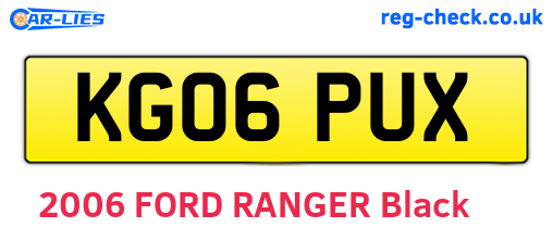 KG06PUX are the vehicle registration plates.