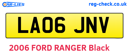 LA06JNV are the vehicle registration plates.
