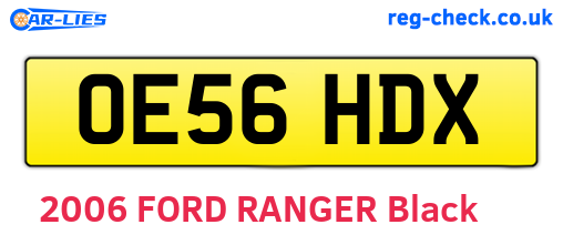 OE56HDX are the vehicle registration plates.