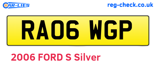RA06WGP are the vehicle registration plates.