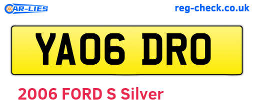 YA06DRO are the vehicle registration plates.