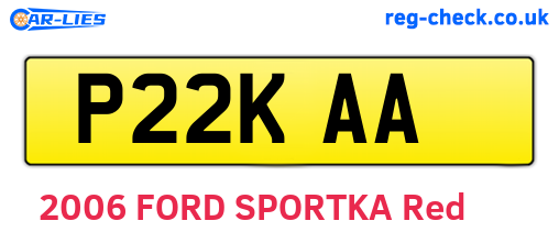 P22KAA are the vehicle registration plates.