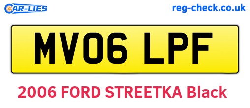 MV06LPF are the vehicle registration plates.
