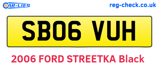 SB06VUH are the vehicle registration plates.