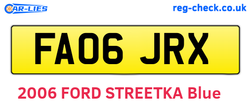 FA06JRX are the vehicle registration plates.