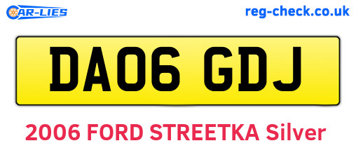 DA06GDJ are the vehicle registration plates.