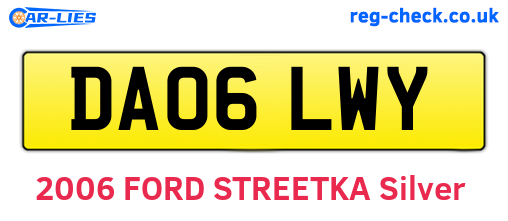DA06LWY are the vehicle registration plates.
